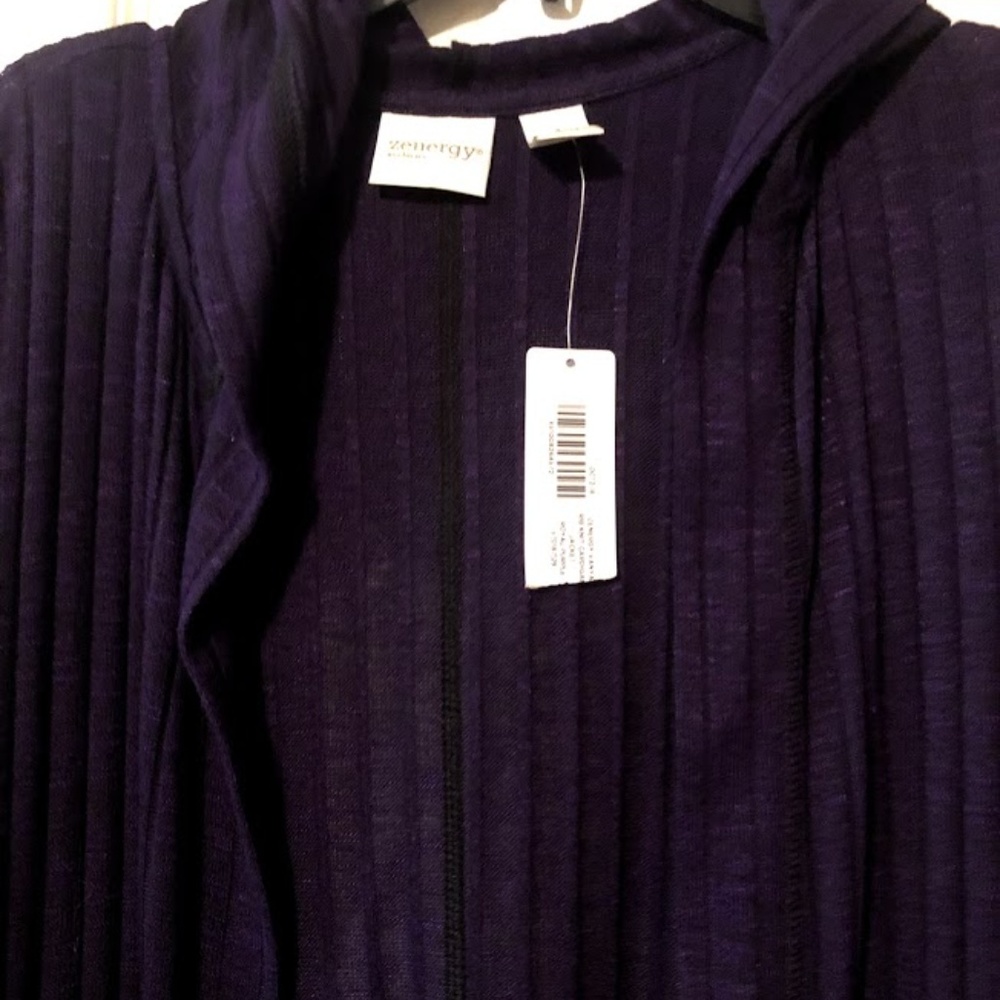Chicos Zenergy NWT  Deep Purple Ribbed Cardigan